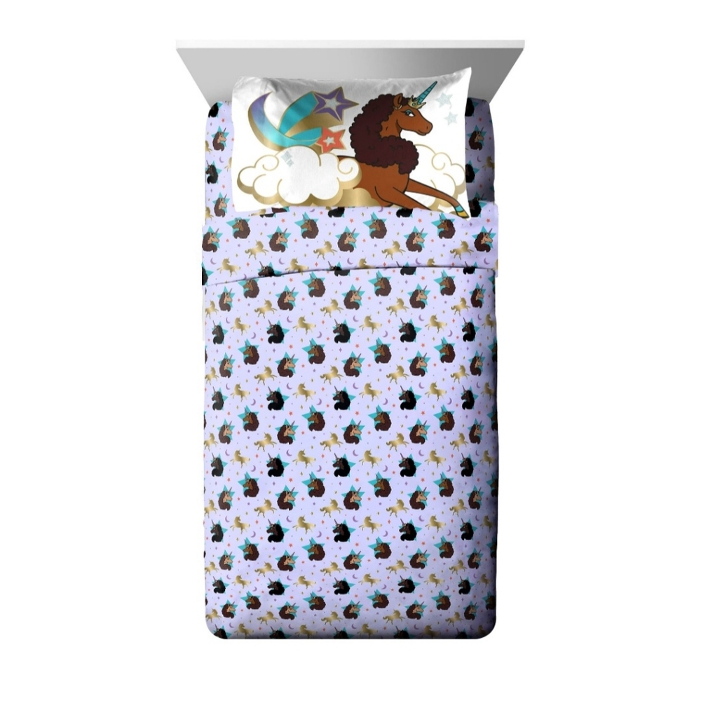 Full Afro Unicorn Sheet Set